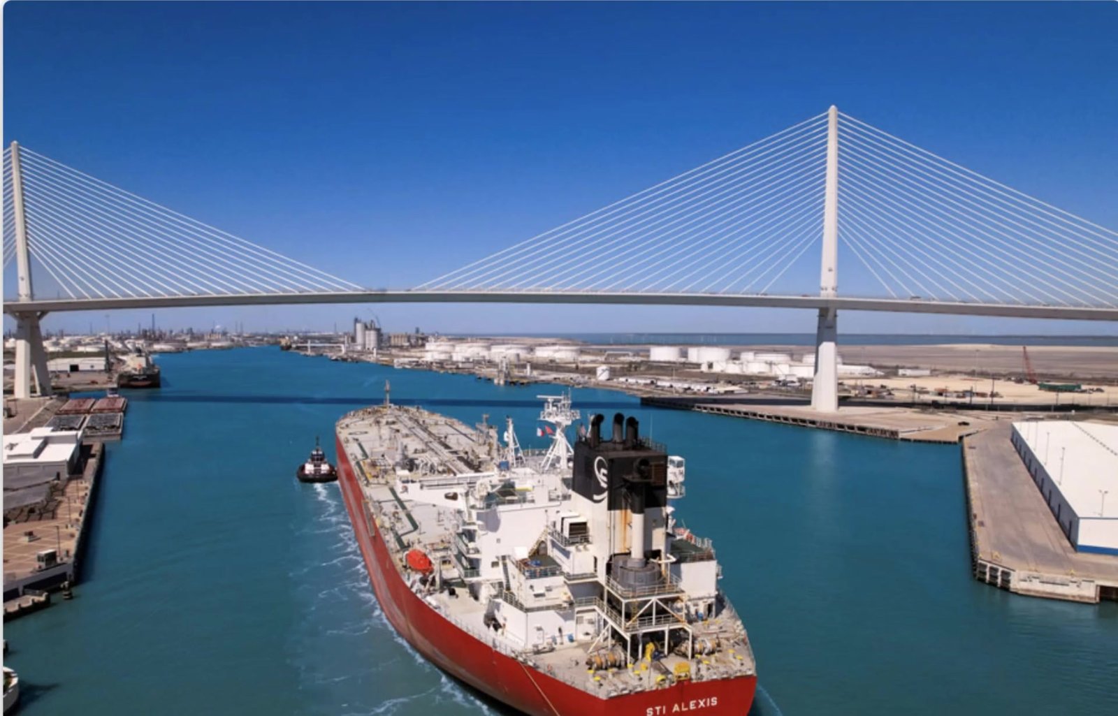 Vessel in the Corpus Christi ship channel beneath the Harbor Bridge
